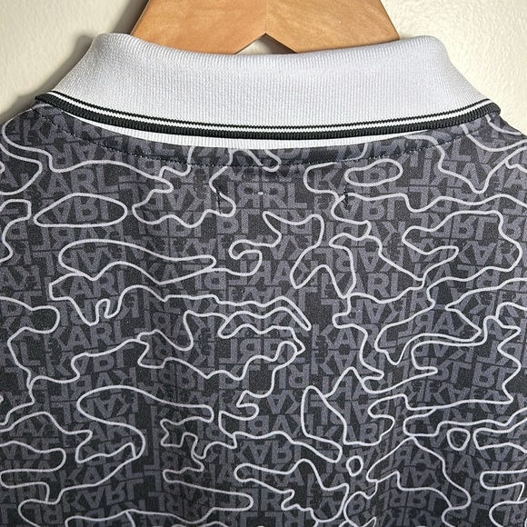 Karl Lagerfeld Paris Logo & Camo-Print Polo Mens Black US Size S - Picture 6 of 12